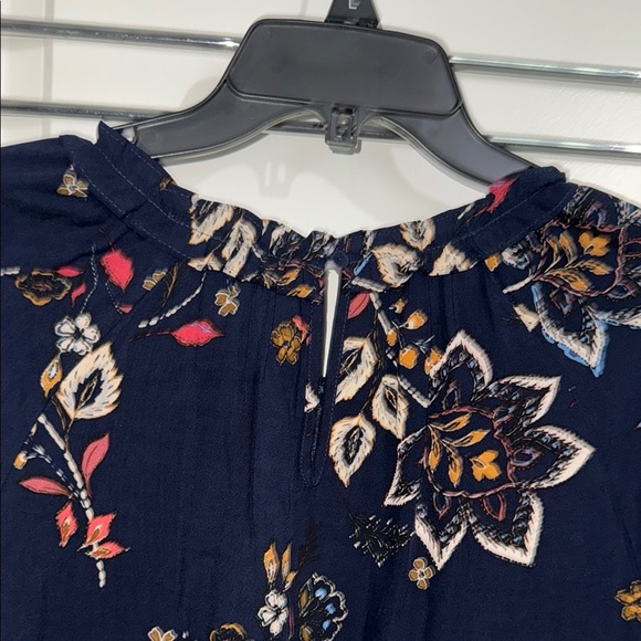 Daniel Rainn Blue Tan Relaxed 3/4 Sleeve Blouse - Picture 8 of 12